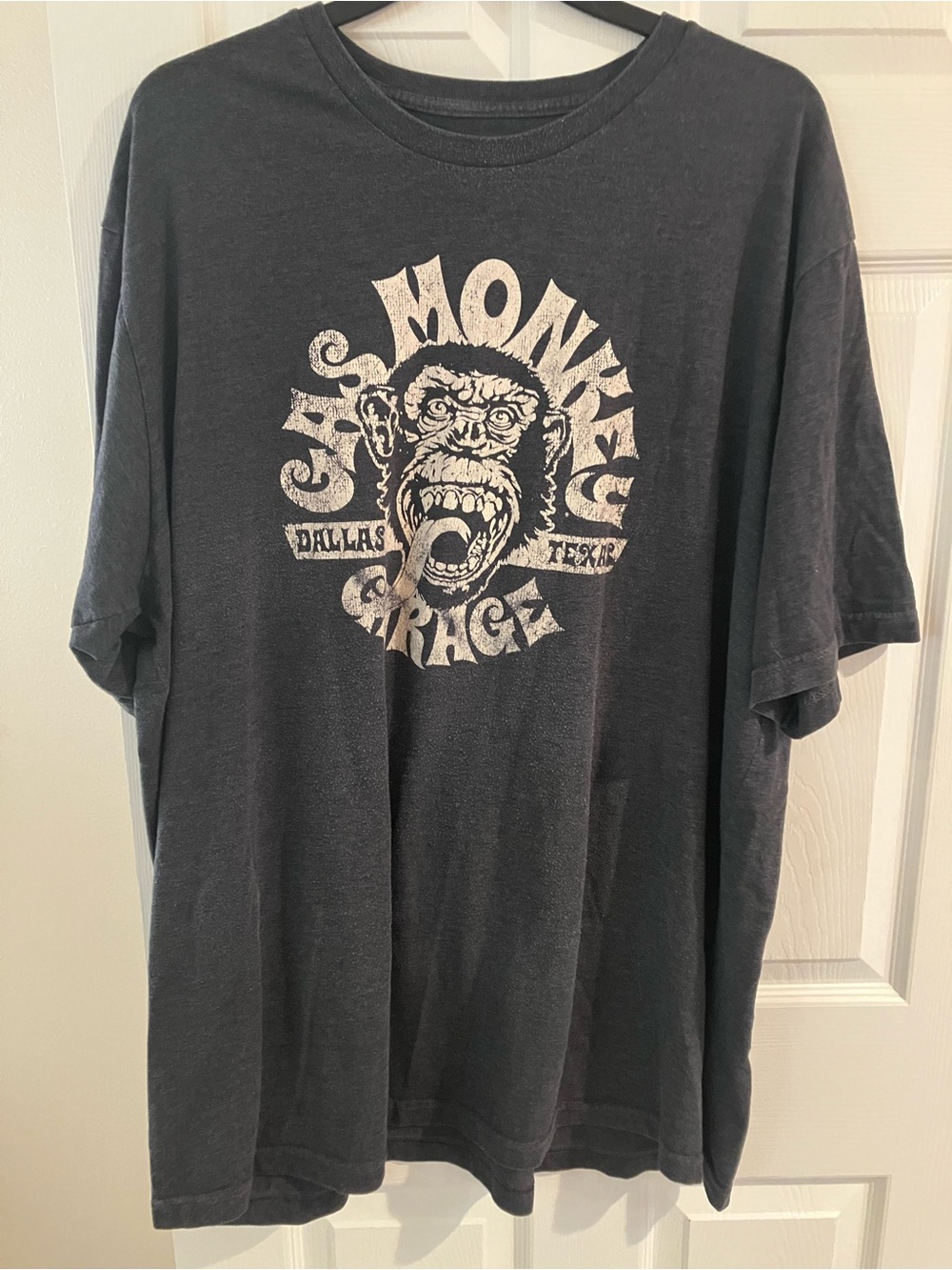 Charcoal Short Sleeve Tee with Cream Monkey Garage Graphic